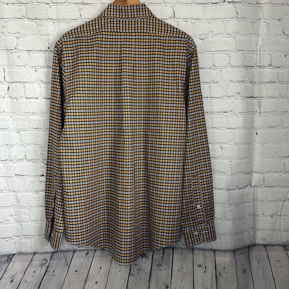 Brooks Brothers Original Polo Shirt Non Iron Supima Cotton size L Blue Yellow - Picture 6 of 10